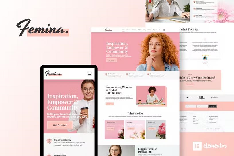 FEMINA – FEMININE BUSINESS ELEMENTOR TEMPLATE KIT